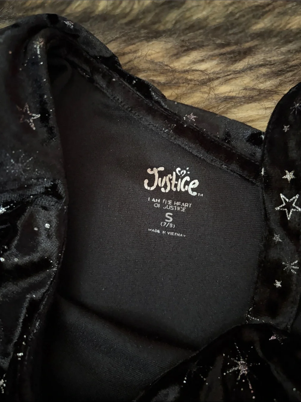 Justice Black Velvet Silver Star Print One-Shoulder Jumpsuit Size S 7/8 Holiday